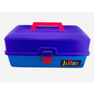 Vtg JAMMERS 4100 Makeup Craft Organizer Case Tackle Box USA Purple Blue Pink EUC